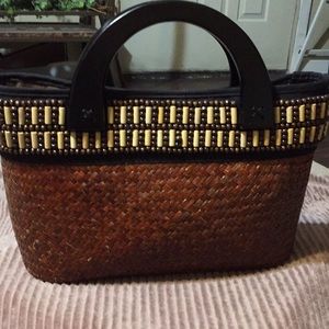 St. John Bay Ratton Tote Brown, Black, And Ivory